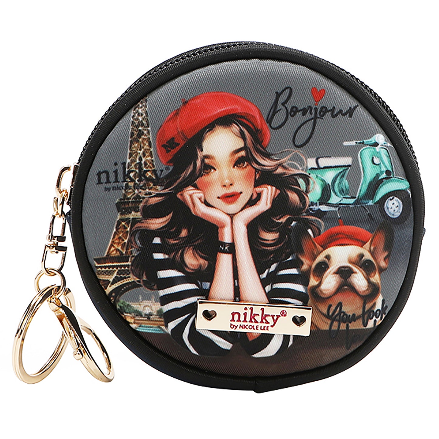 NICOLE LEE ROUND COINPURSE KEYCHAIN