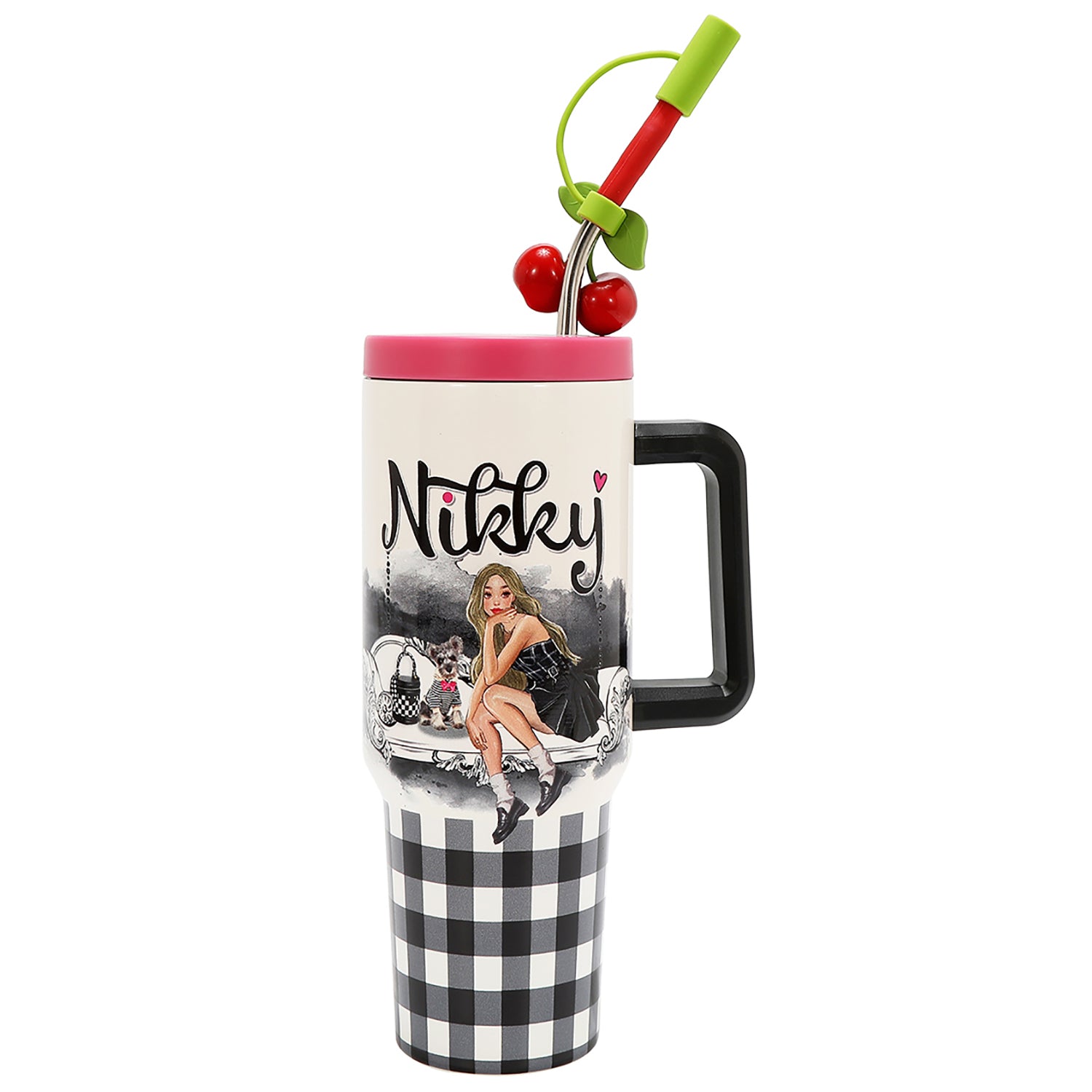 Nicole Lee 40oz HANDLED TUMBLER WITH  STRAW (pre-order)