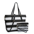 Saffiano Textured Stripe 3-in-1 Shopper Tote Bag
