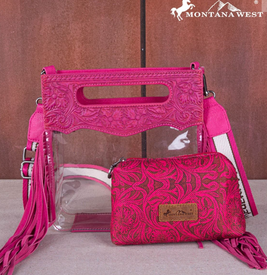 Montana West Western Fringe Stadium Clear Crossbody Bag with Detachable Pouch (Copy)