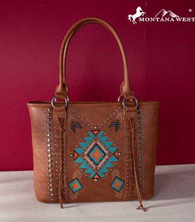 Montana West Embroidered Aztec Concealed Carry Tote  clearance
