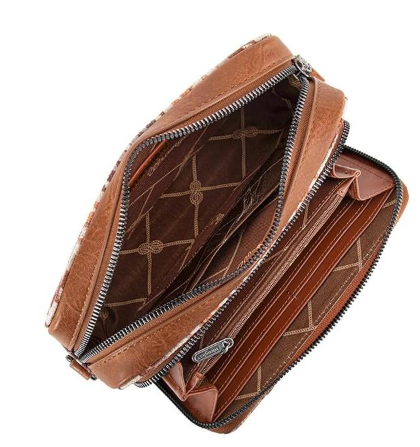 Wrangler Southwestern Pattern Dual Sided Print Crossbody Purse With Wallet Compartment