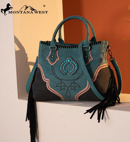 Montana West Concho Fringe Tote/Crossbody