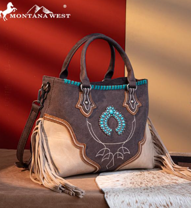 Montana West Concho Fringe Tote/Crossbody