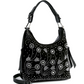 Whimsical Rhinestone Floral Hobo Handbag