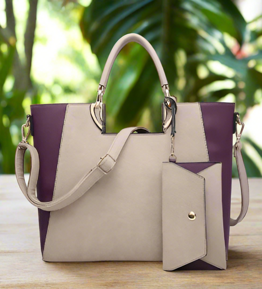 Dasein Faux Leather Semi Square Handle Tote with Matching Wristlet