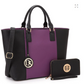 Dasein Fashion Stitching Color Large Tote Bag with Matching Wallet