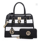 DASEIN Two-Tone Handbag with Matching Wallet