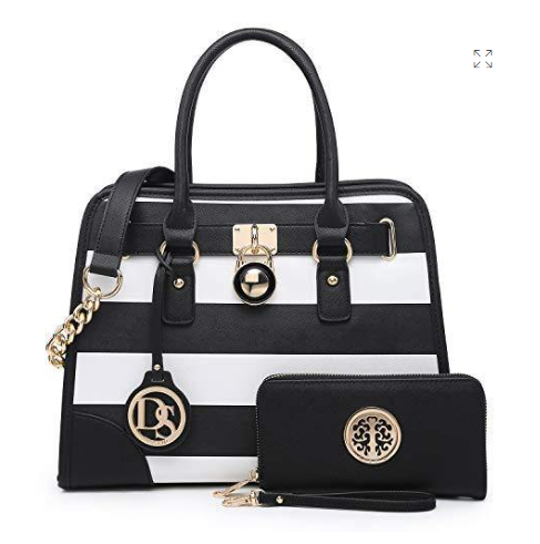 DASEIN Two-Tone Handbag with Matching Wallet