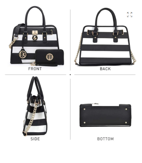DASEIN Two-Tone Handbag with Matching Wallet