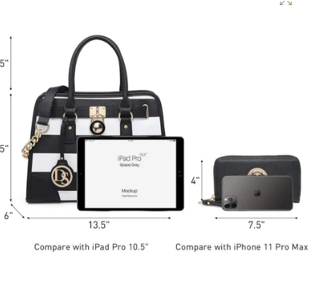 DASEIN Two-Tone Handbag with Matching Wallet