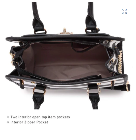DASEIN Two-Tone Handbag with Matching Wallet