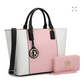 Dasein Fashion Stitching Color Large Tote Bag with Matching Wallet Dasein