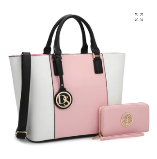 Dasein Fashion Stitching Color Large Tote Bag with Matching Wallet Dasein
