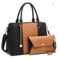 Dasein Two-Tone Padlock Satchel with Matching Wristlet