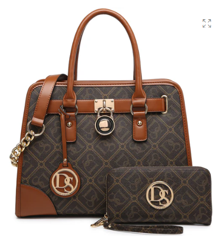 Dasein Medium Leather Satchel Chain Strap with Matching wallet