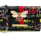 Queen Bee Stripe Graffiti Crossbody Clutch Wallet