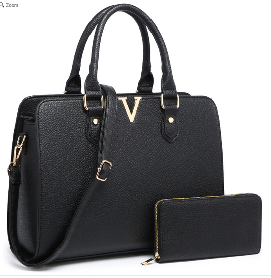 V Accent 2-in-1 Satchel &amp; Wallet set