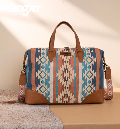 Wrangler Sherpa Aztec Canvas Duffle Bag