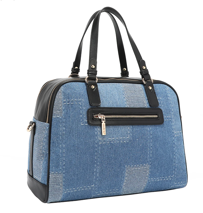 NICOLE LEE BOSQUE DE AMOR DENIM SATCHEL BAG