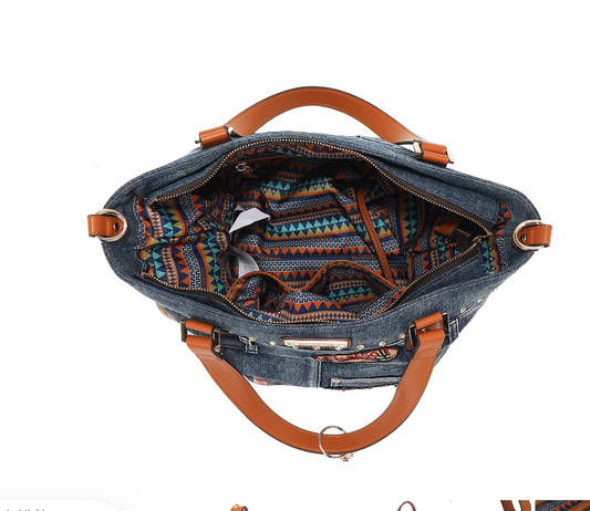 NICOLE LEE SOFIA MONTANA DENIM SHOPPER BAG