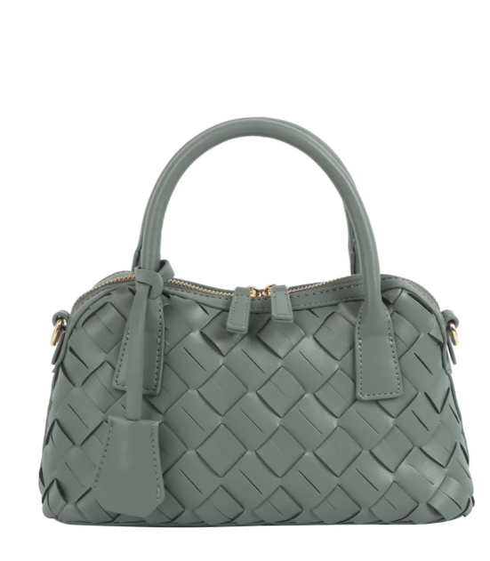 Woven Embossed Satchel Handbag