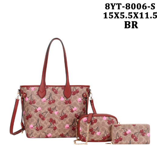Fashion cherry  3pc tote bag