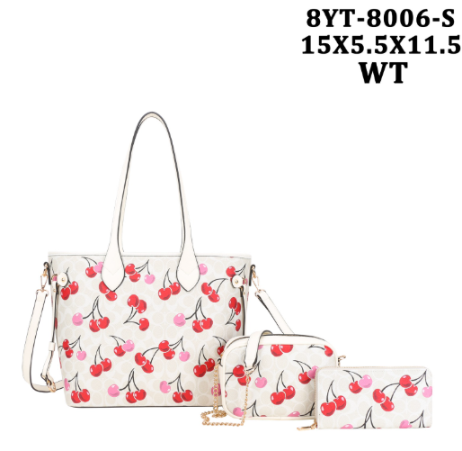 Fashion cherry 3pc tote bag