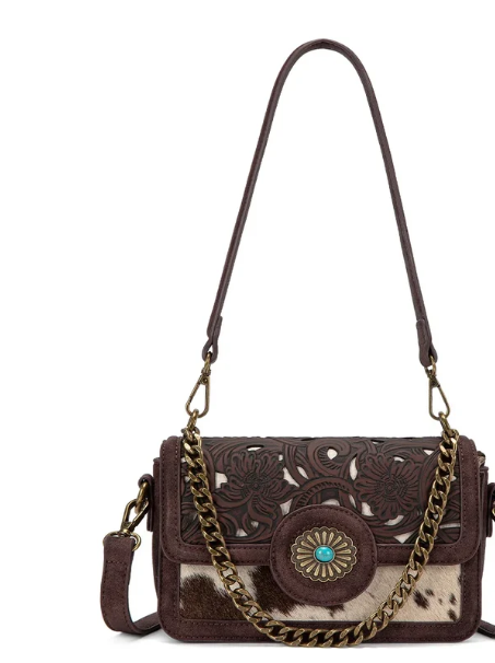 Trinity Ranch Cowhide Floral Cutout Crossbody Bag PRE-ORDER