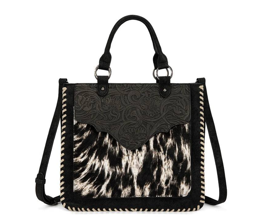 Trinity Ranch Cowhide & Tooled Leather Tote Bag PRE-ORDER