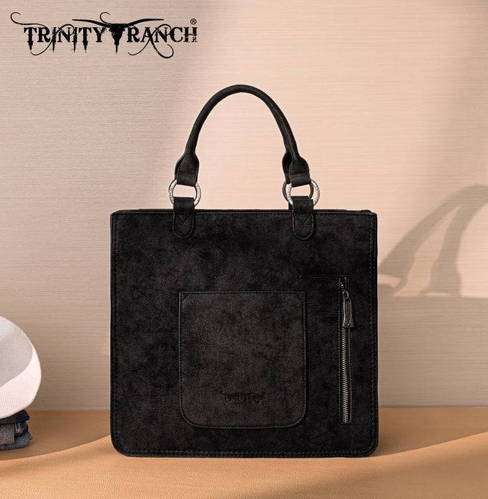 Trinity Ranch Cowhide & Tooled Leather Tote Bag PRE-ORDER