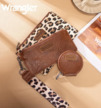 🐆✨ Wrangler Leopard Print Dual Pouch Wristlet with Zipper Round Case ✨🐆