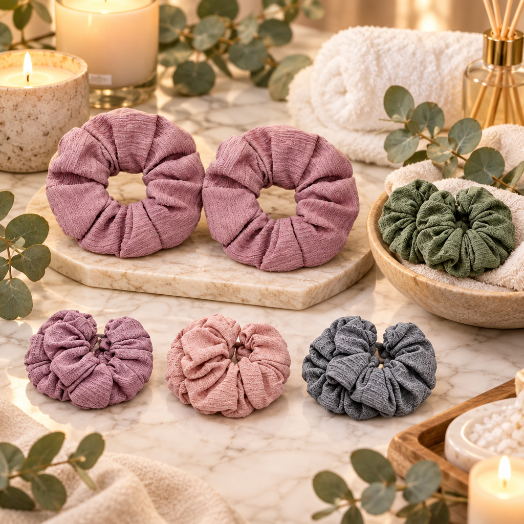 2-Piece Ribbed Fabric Scrunchie Set