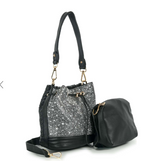 Stunning Rhinestone Covered Drawstring Hobo Set