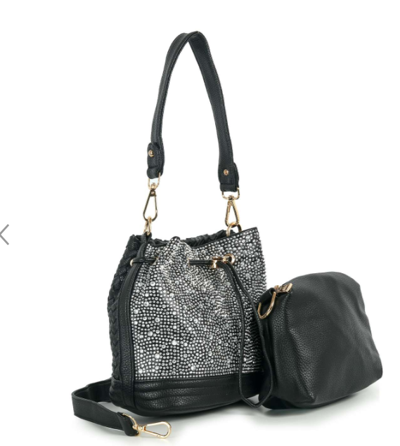 Stunning Rhinestone Covered Drawstring Hobo Set