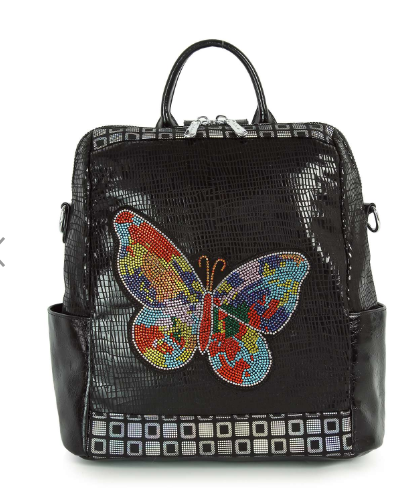 Beaded Butterfly Fashion Backpack