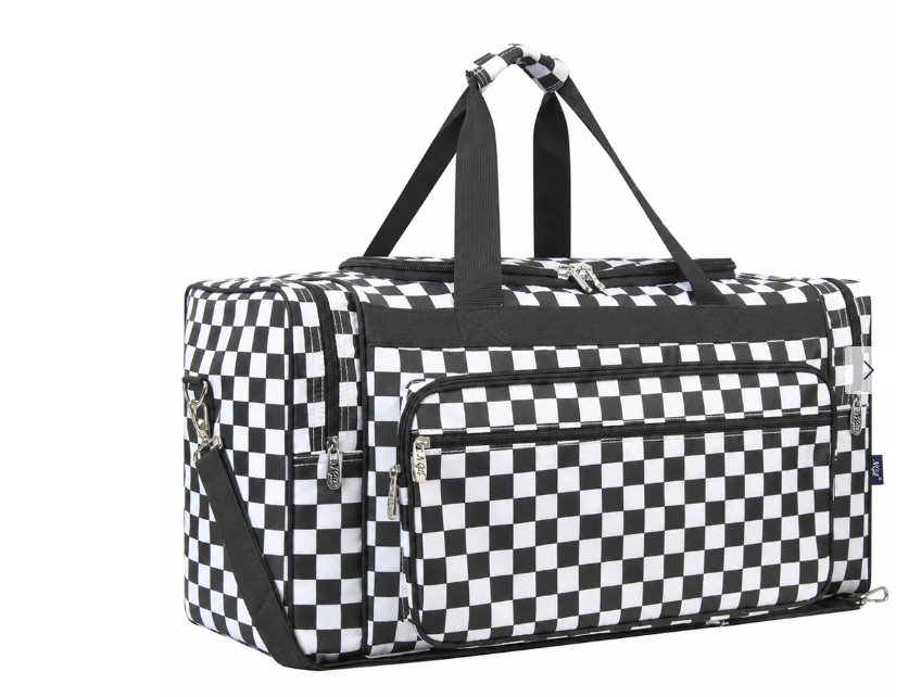 Black and White Checkered NGIL Canvas 23" Duffle