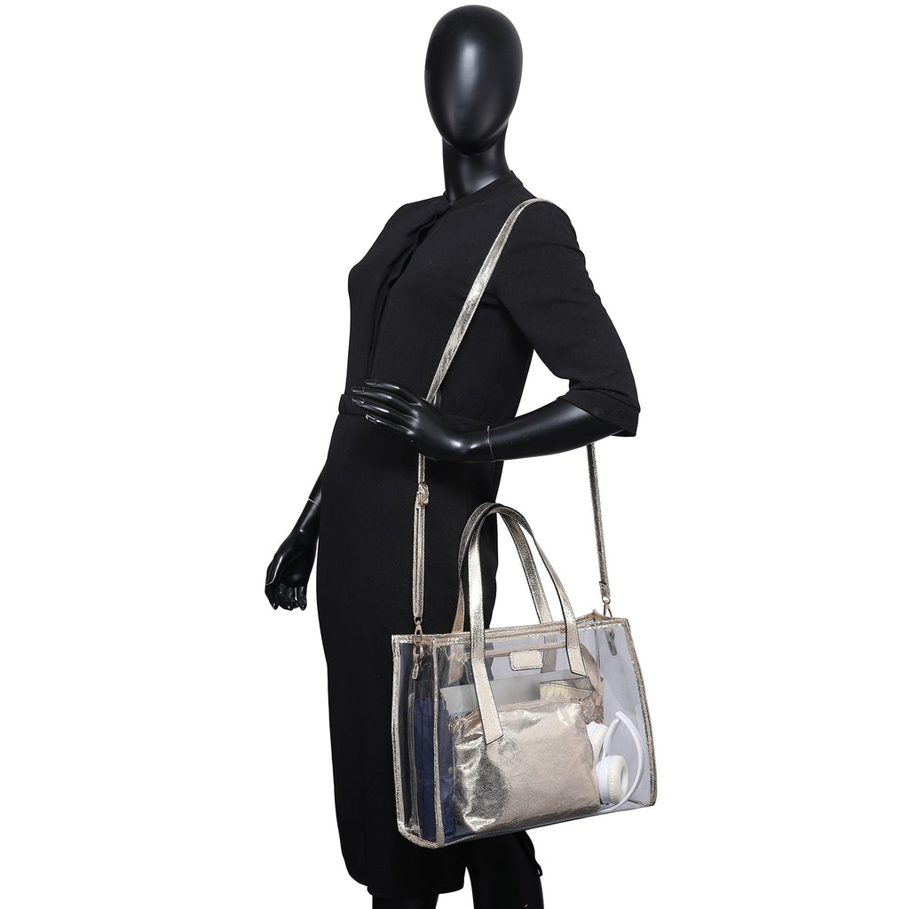 Fashion See Thru 2-in-1 Shopper Tote Bag