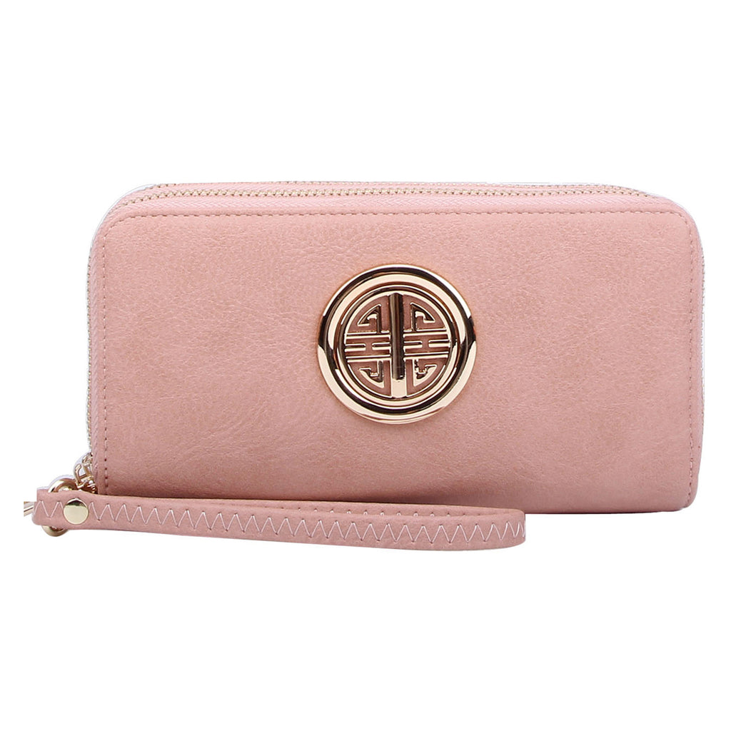 Fashion Logo Double Zip Around Wallet Wristlet