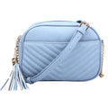 Chevron Quilted Tassel Zip Crossbody Bag