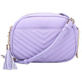 Chevron Quilted Tassel Zip Crossbody Bag