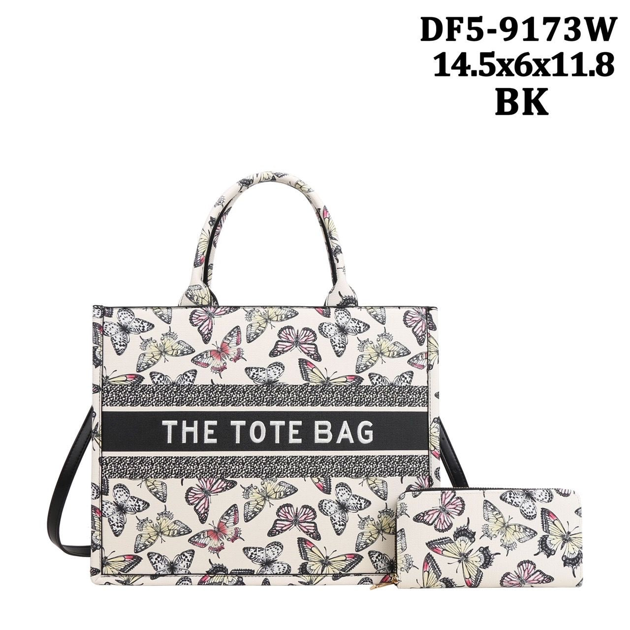 Fashion Large tote bag  with wallet  butterfly 2pc