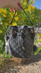 Monogrammed Draw string Bucket Satchel