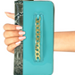 Gold-Tone Chain Faux Leather + Snakeskin Zip Around Wallet
