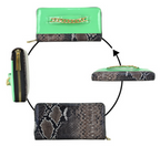 Gold-Tone Chain Faux Leather + Snakeskin Zip Around Wallet